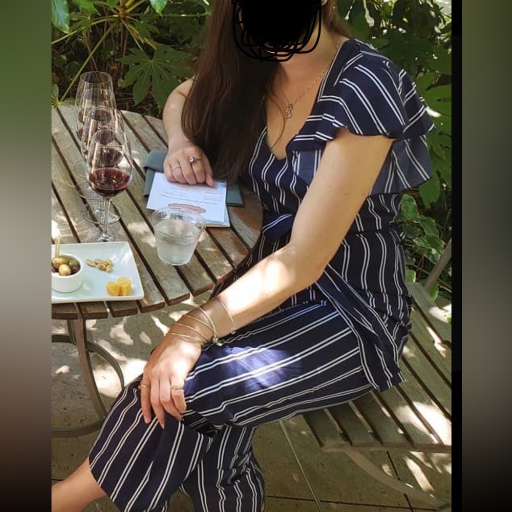 Navy striped jumpsuit